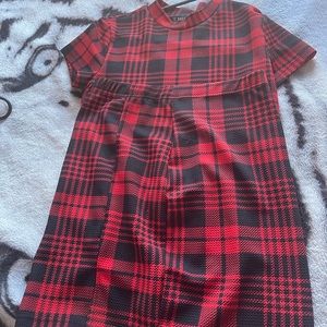 Red and black Crop top and skirt set